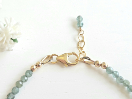 Apatite and Rhodolite Garnet beaded bracelet, 14k goldfilled & 925 sterling silver