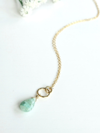 Fijn kettinkje met Peruaanse Opaal hanger - 14k goldfilled 925 sterling zilver
