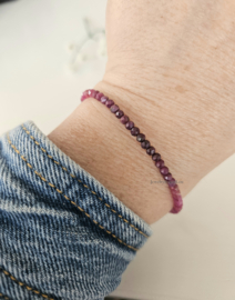 Ruby beaded bracelet, 14k goldfilled & 925 sterling silver