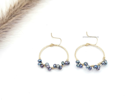 Peacock freshwater pearls earrings  14k goldfilled