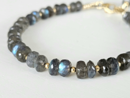 Labradoriet kralen armband   14k goldfilled 925 sterling zilver
