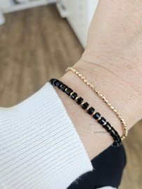 Black Onyx beaded bracelet, 14k goldfilled - 925 sterling silver
