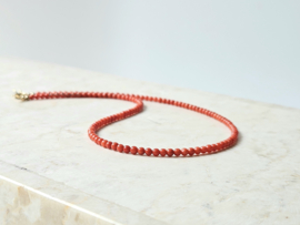Italian Coral bead necklace 3mm, 14k gold-filled - 925 sterling silver