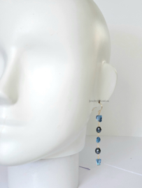 Peacock zoetwaterparel en London Blue Topaas oorbellen, 14k goldfilled - 925 sterling zilver