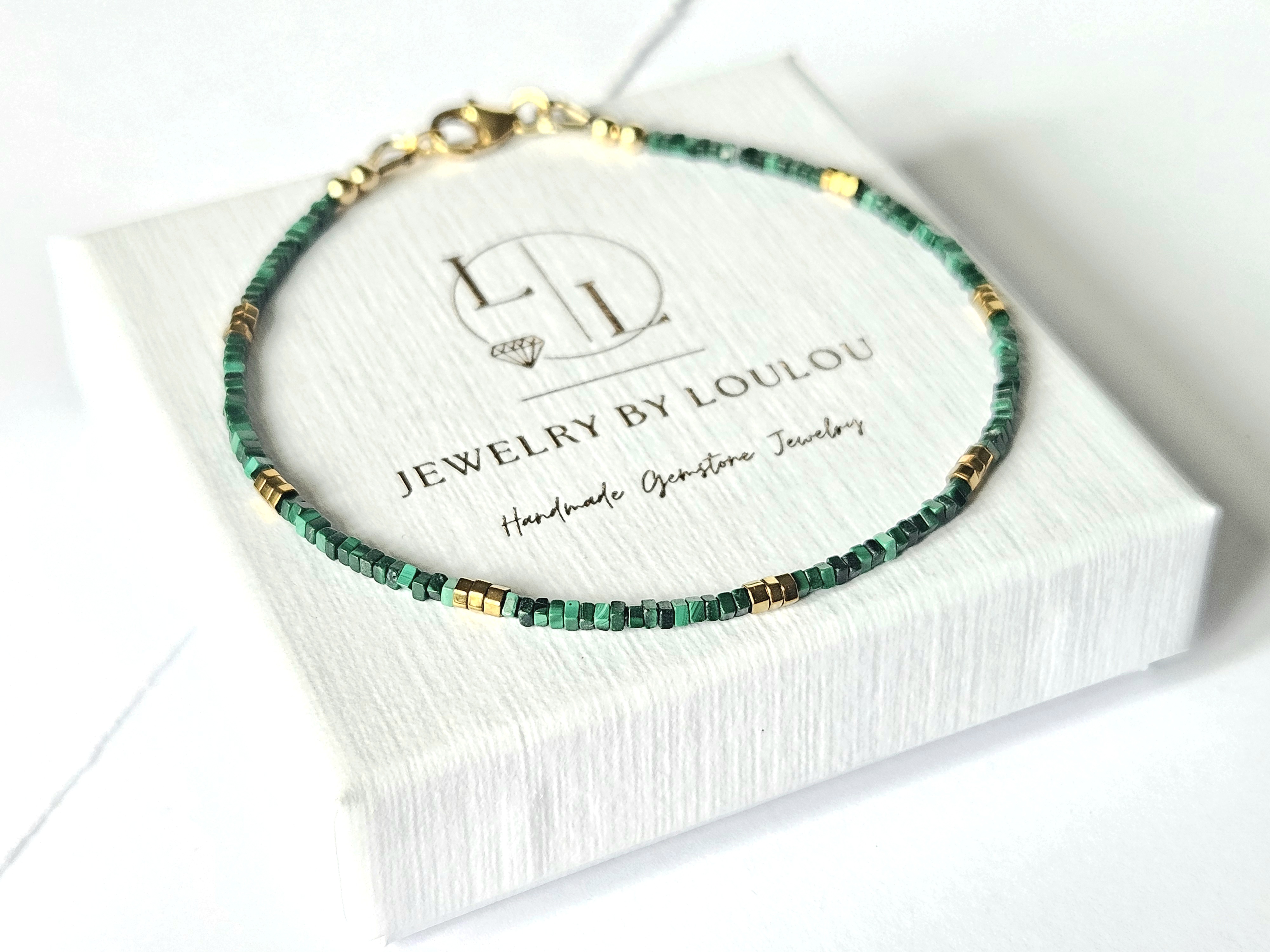 Malachiet armband  14k goldfilled  - 925 sterling zilver