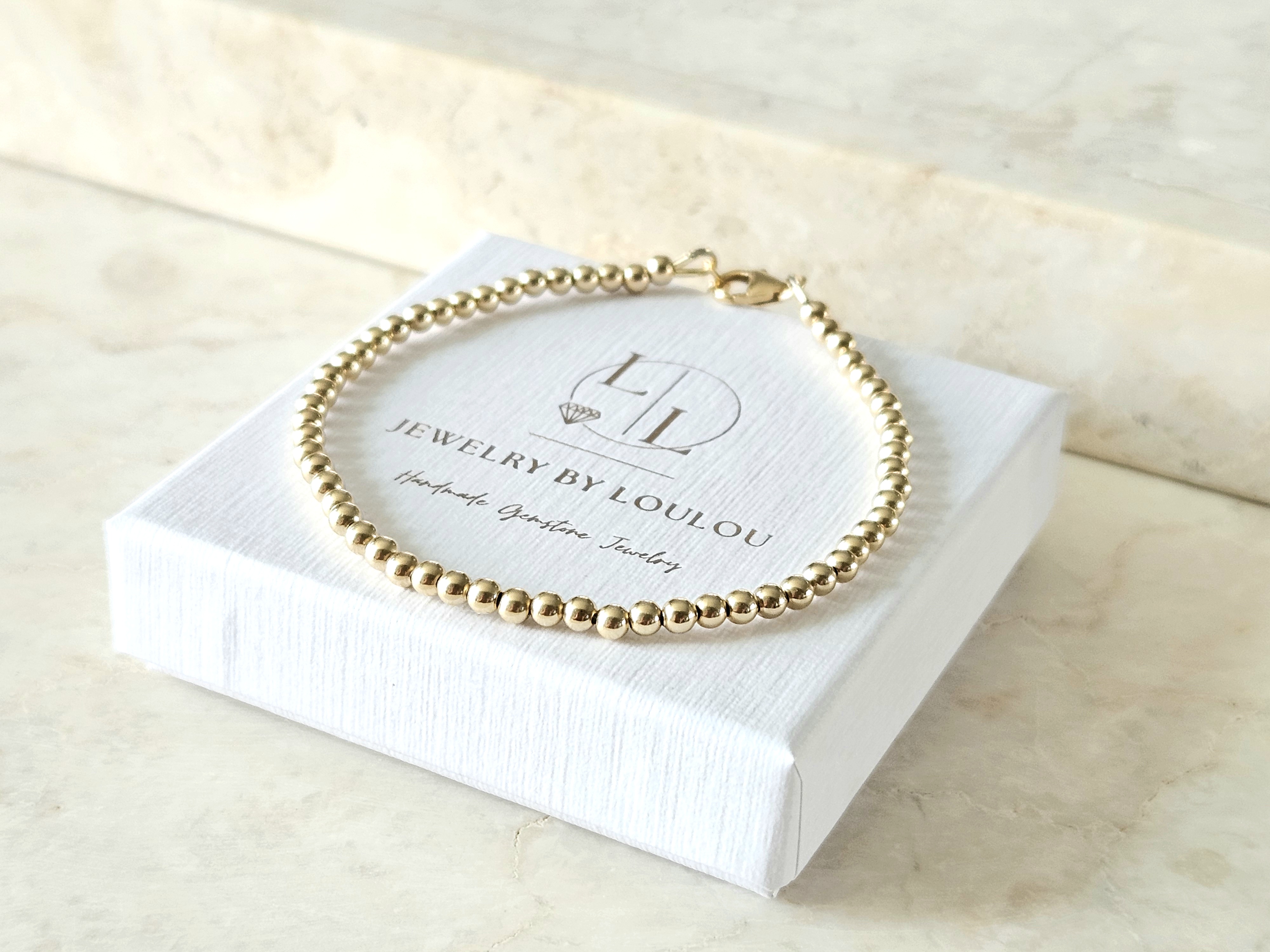 14k Goldfilled kralen armband 3mm, leverbaar met sluiting - elastiek