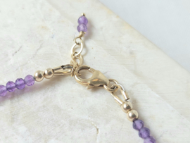 Amethist en zoetwaterparel  armband     925 sterling zilver   -   14k goldfilled