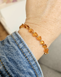 Madeira Citrien edelstenen kralen armband, leverbaar 14k goldfilled - 925 sterling zilver