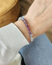 Fluoriet kralen armband, 14k goldfilled & 925 sterling zilver