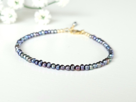 Peacock zoetwaterparel kralen armband, 14k goldfilled & 925 sterling zilver