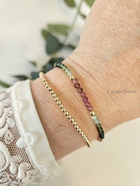 Multi Toermalijn kralen armband, leverbaar 14k goldfilled - 925 sterling zilver