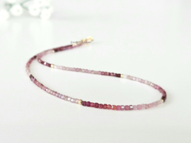 Spinel beaded necklace, 14k goldfilled - 925 sterling silver