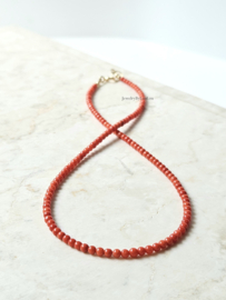 Italian Coral bead necklace 3mm, 14k gold-filled - 925 sterling silver
