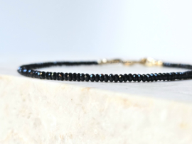 Fijn zwart Spinel kralen armband, 14k goldfilled - 925 sterling zilver