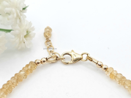 Citrien en groene Toermalijn kralen armband, 14k goldfilled & 925 sterling zilver