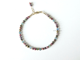 Kyaniet en Robijn in Kyaniet kralen armband , 14k goldfilled & 925 sterling zilver