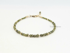 Ruwe groene diamant armband     925 sterling zilver   -   14k goldfilled