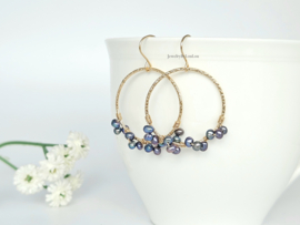 Peacock freshwater pearls earrings  14k goldfilled