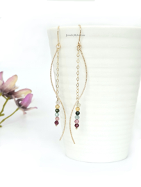 Tourmaline gemstone earrings, 14k goldfilled