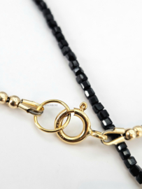 Labradoriet en zwarte spinel kralen ketting, 14k goldfilled - 925 sterling zilver