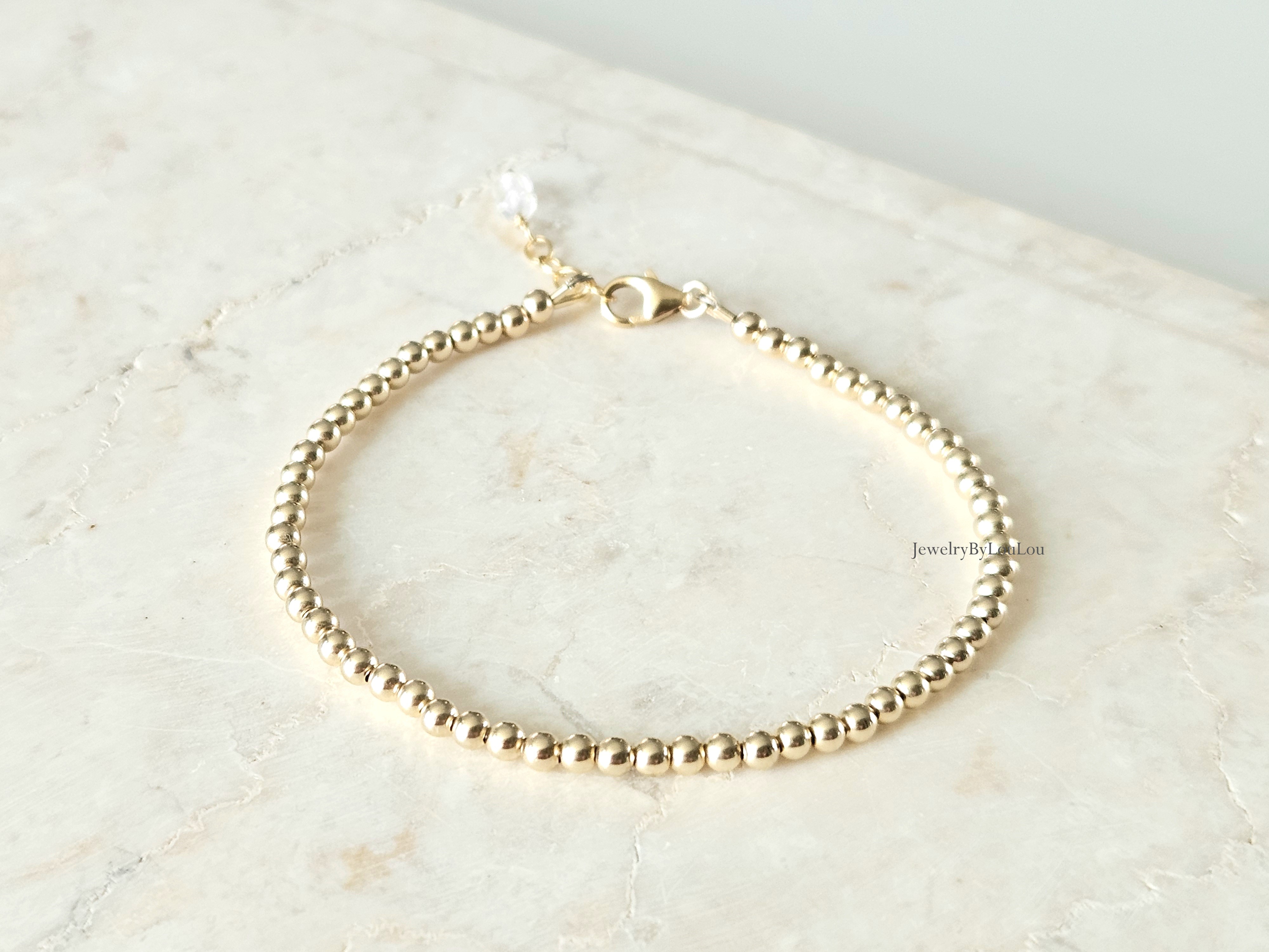 14k Goldfilled beaded bracelet 3mm, available with elastic closure