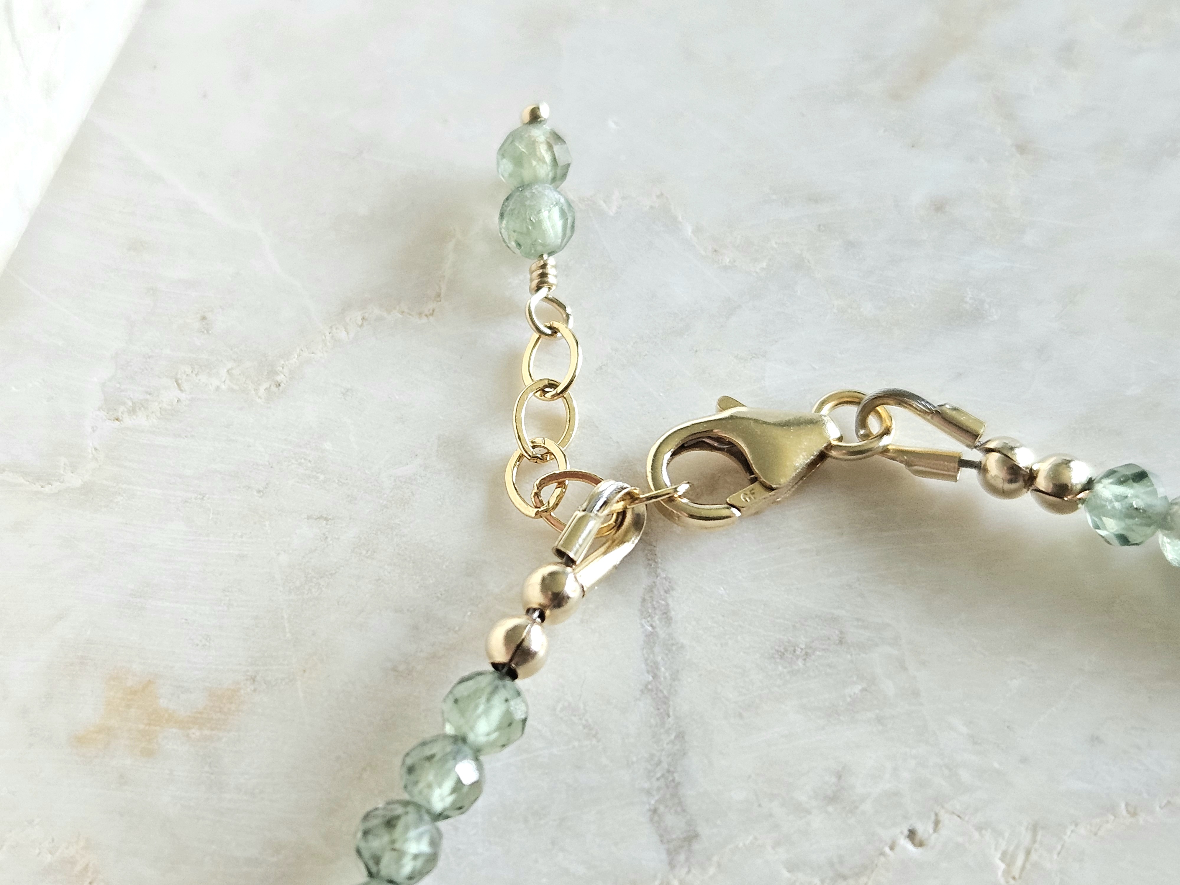 AAA groene Apatiet edelstenen kralen armband  14k goldfilled - 925 sterling zilver