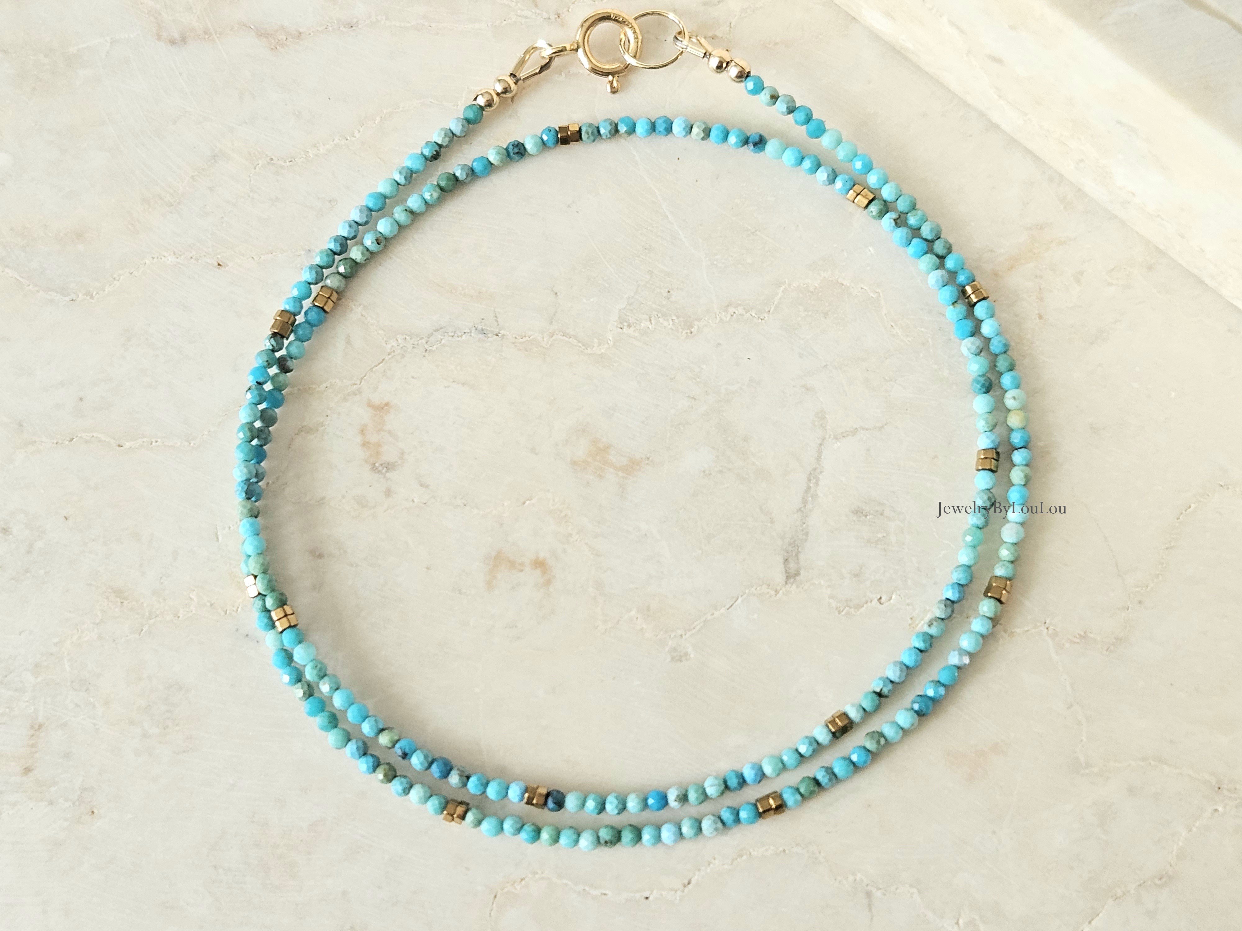 Arizona Turquoise beaded necklace, 14k goldfilled - 925 sterling silver