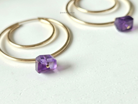 Amethist oorringen, 14k goldfilled