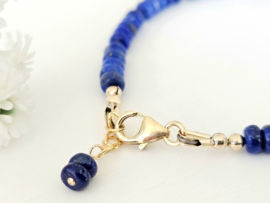 Lapis Lazuli kralen armband, 14k goldfilled - 925 sterling zilver