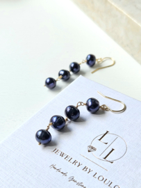 Freshwater pearl earrings dark blue 14k gold-filled & 925 sterling silver