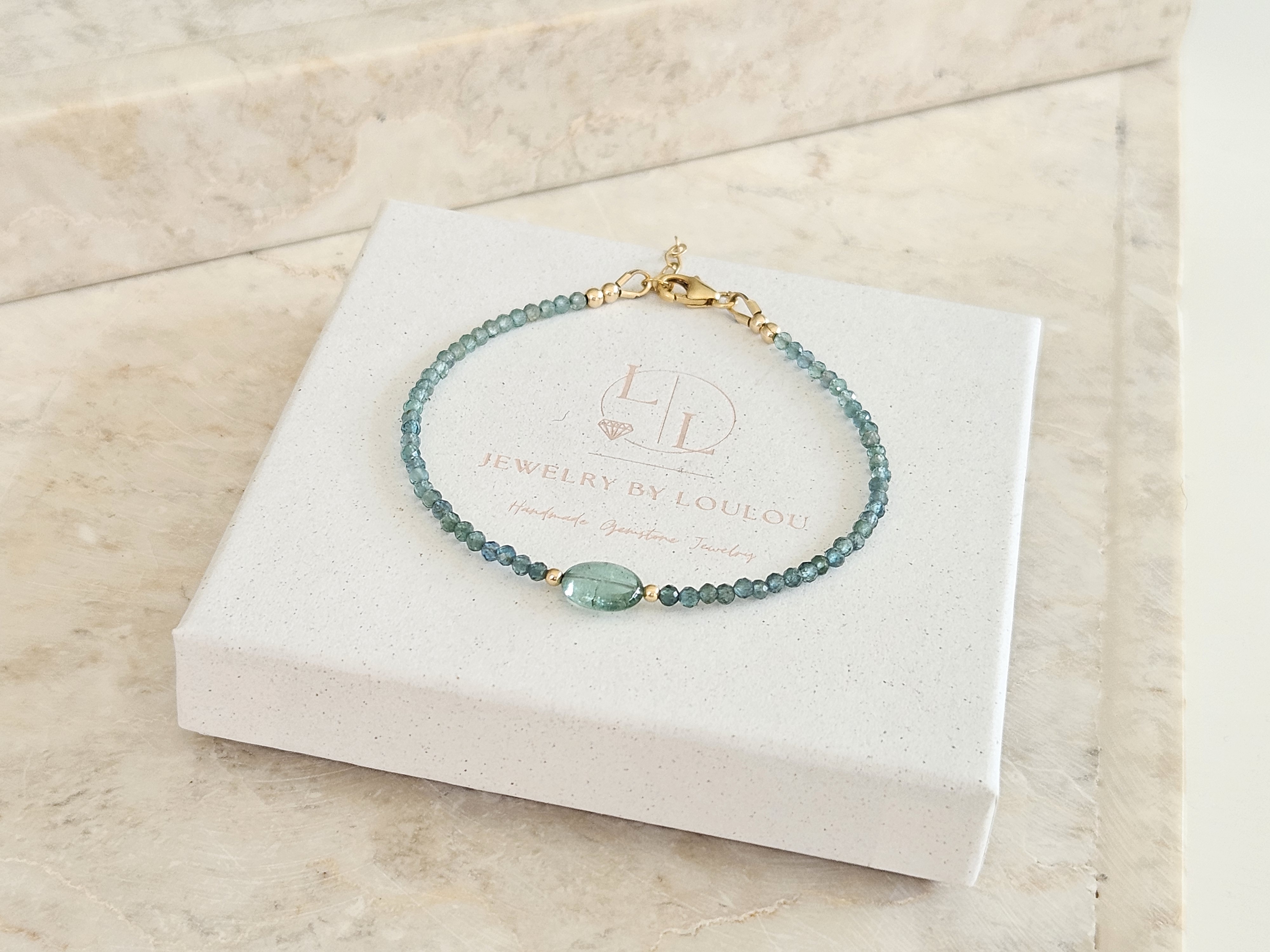 Indicolite tourmaline bracelet 925 sterling silver - 14k goldfilled