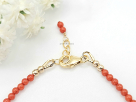 Coral beaded bracelet     925 sterling silver   -   14k goldfilled