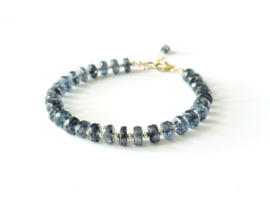 Teal blauwe Kyaniet kralen armband, 14k goldfilled - 925 sterling zilver