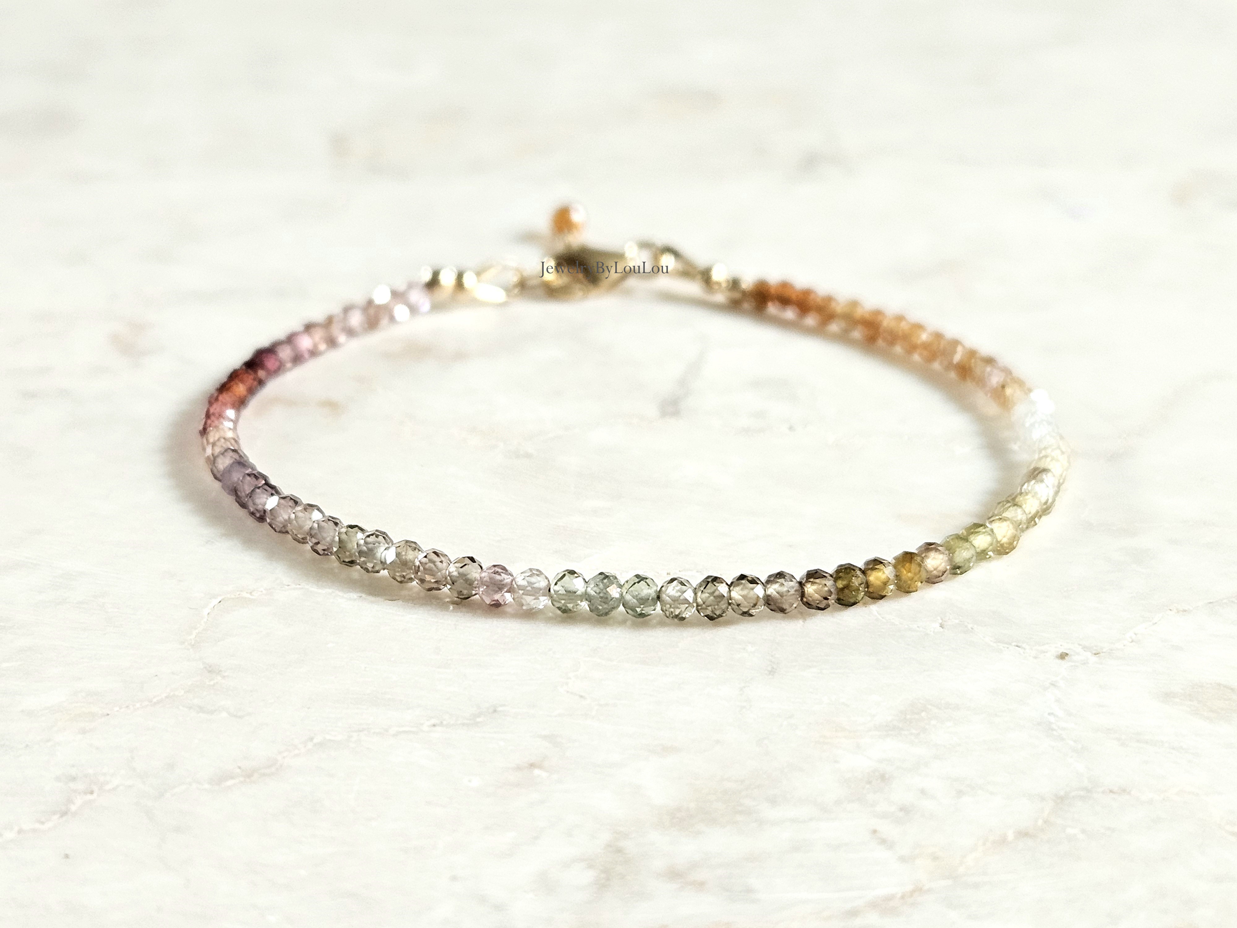 Toendra Saffier edelstenen kralen armband, 14k goldfilled & 925 sterling zilver