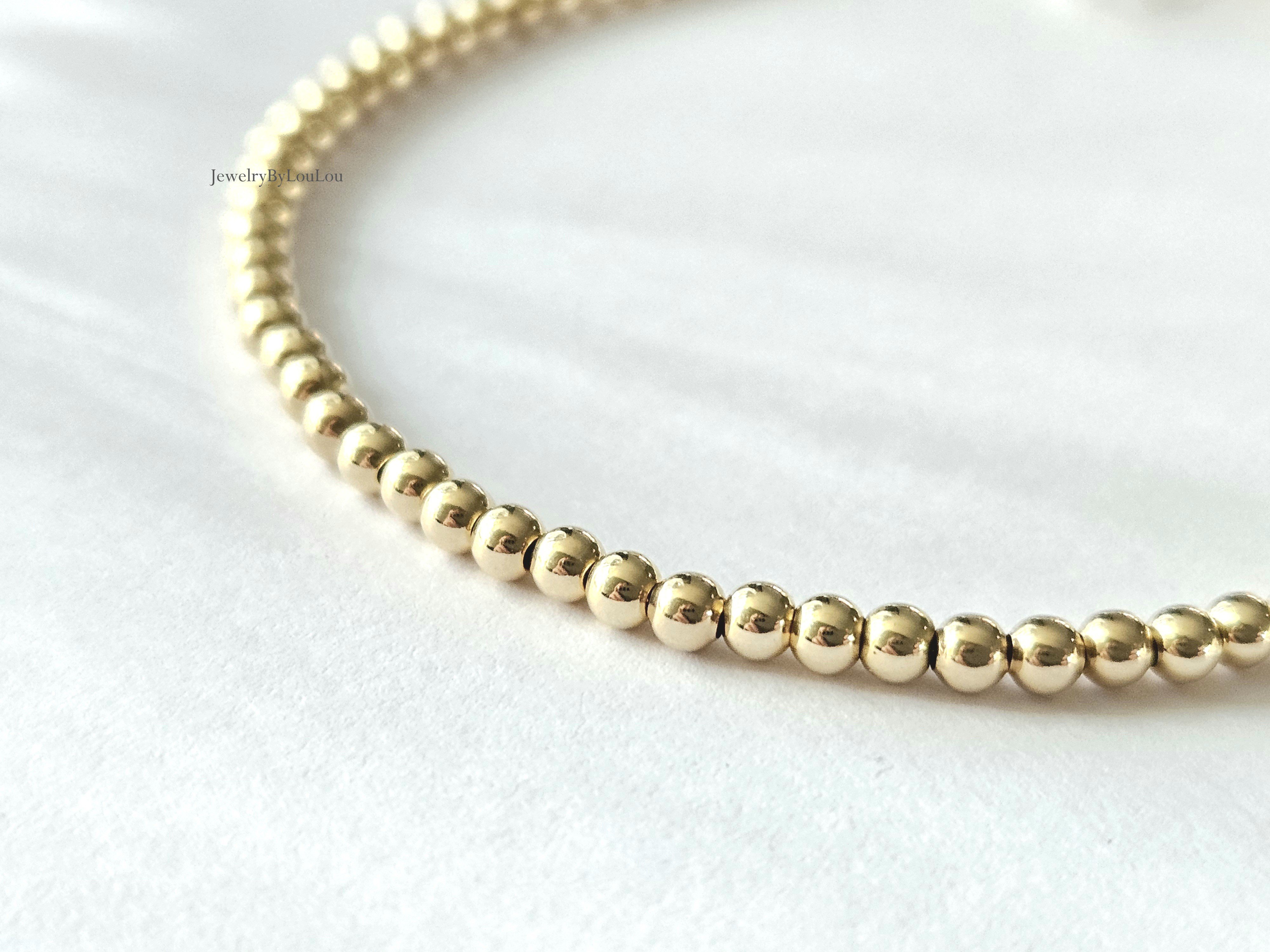 14k goldfilled kralen armband 2,5mm, leverbaar met sluiting - elastiek