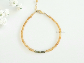 Citrine and green raw diamond beaded bracelet, 14k goldfilled & 925 sterling silver