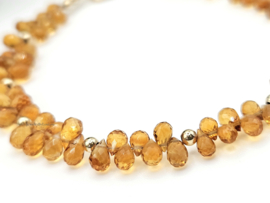 Citrien edelstenen kralen armband, leverbaar 14k goldfilled - 925 sterling zilver