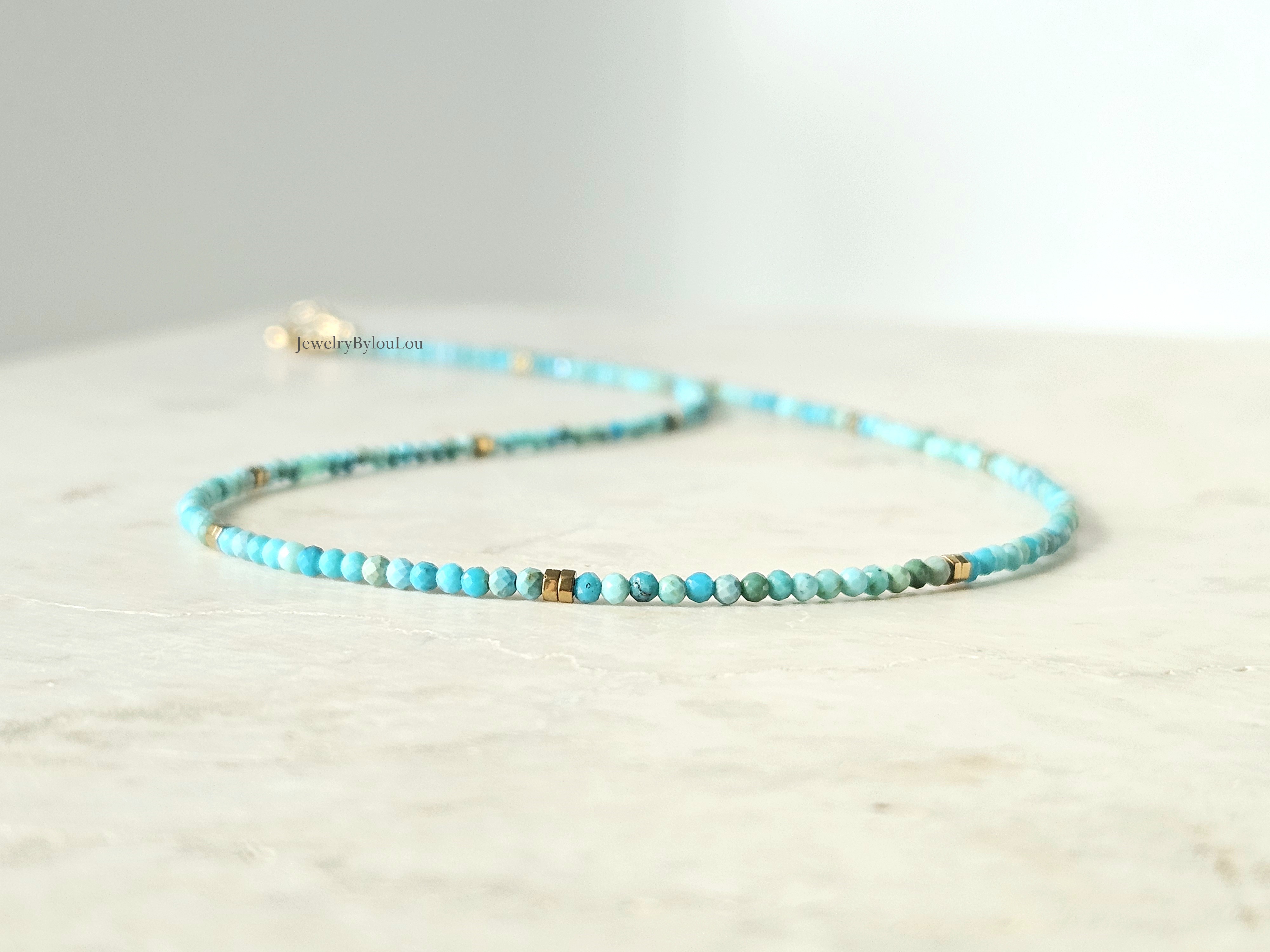 Arizona Turquoise beaded necklace, 14k goldfilled - 925 sterling silver