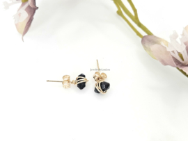 Black onyx stud earrings  14k goldfilled & 925 sterling silver