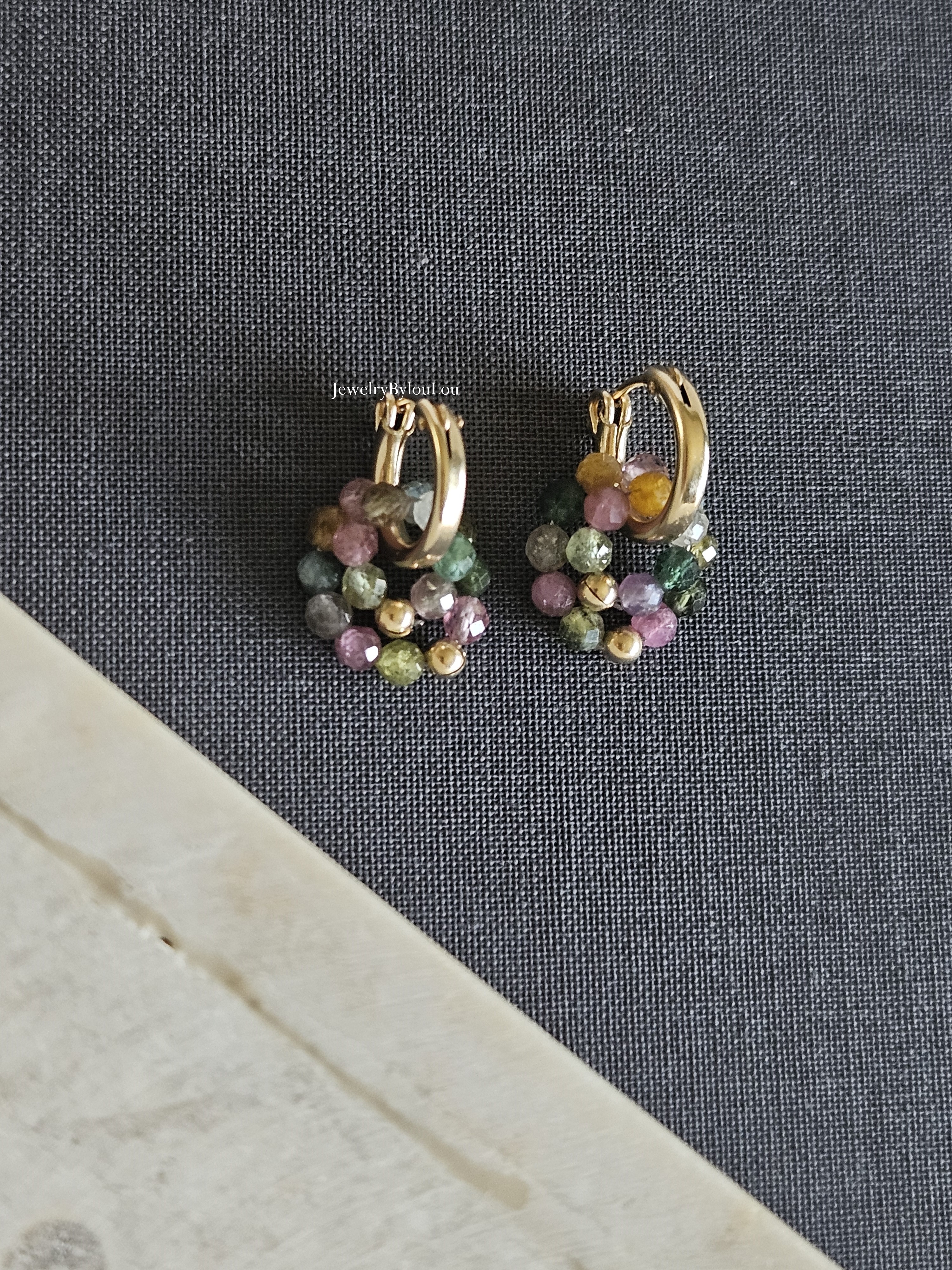 Multi Tourmaline creolen earrings, 14k goldfilled - 925 sterling silver
