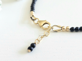 Black Onyx gemstone beaded bracelet, available in 14k goldfilled & 925 sterling silver