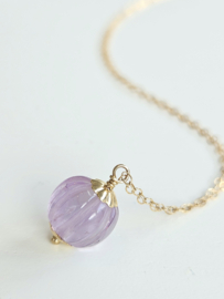 Fijn kettinkje met Amethist hanger - 14k goldfilled 925 sterling zilver