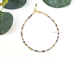 Tourmaline birthstone bracelet October, 14k goldfilled & 925 sterling silver