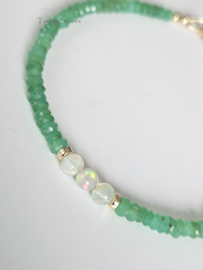 Chrysopraas en Ethiopische Opaal kralen armband, leverbaar 14k goldfilled - 925 sterling zilver