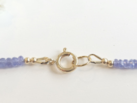 Tanzaniet kralen ketting, 14k goldfilled - 925 sterling zilver