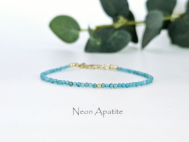 Neon Apatiet edelstenen kralen armband, leverbaar 14k goldfilled - 925 sterling zilver