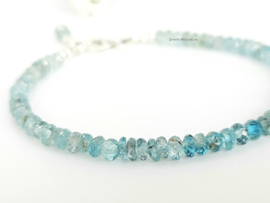 Natuurlijke blauwe Zirkoon edelstenen kralen armband, leverbaar 14k goldfilled - 925 sterling zilver