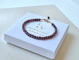 Mozambique garnet beaded bracelet 14k gold-filled 925 sterling silver