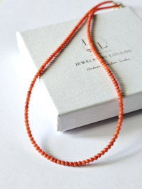 Italiaanse Koraal kralen ketting 14k goldfilled - 925 sterling zilver