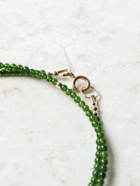 Groene Jade kralen ketting-choker 14k goldfilled - 925 sterling zilver